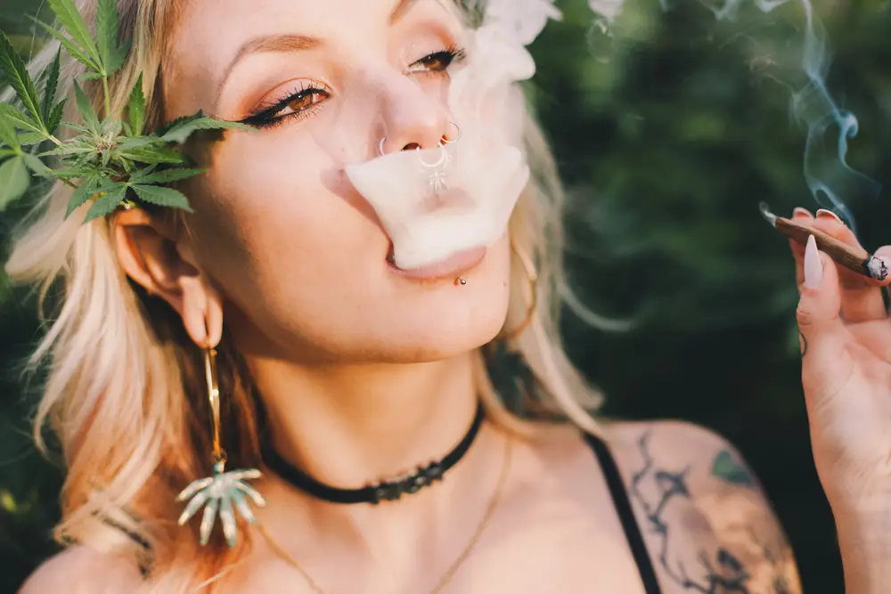 Beautiful Woman Smoking Cannabis