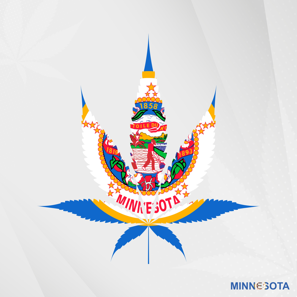Flag of Minnesota in Marijuana leaf shape
