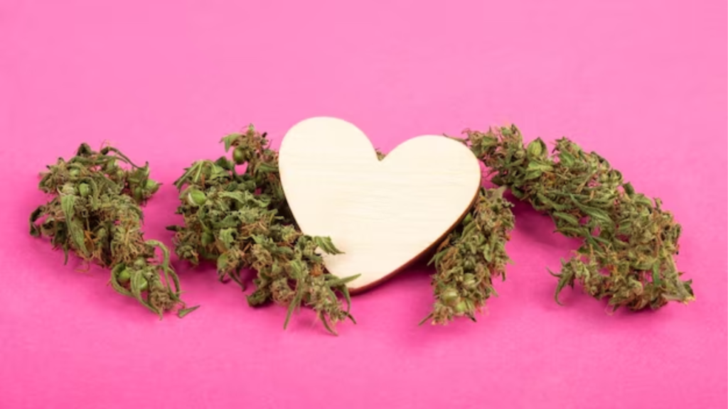 wooden heart on marijuana